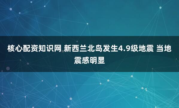 核心配资知识网 新西兰北岛发生4.9级地震 当地震感明显