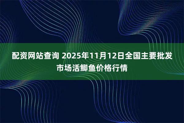 配资网站查询 2025年11月12日全国主要批发市场活鲫鱼价格行情
