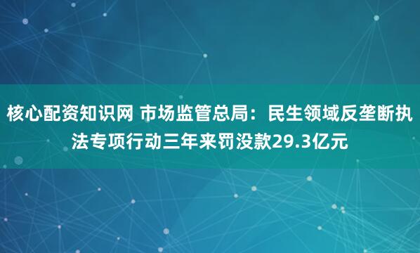核心配资知识网 市场监管总局：民生领域反垄断执法专项行动三年来罚没款29.3亿元